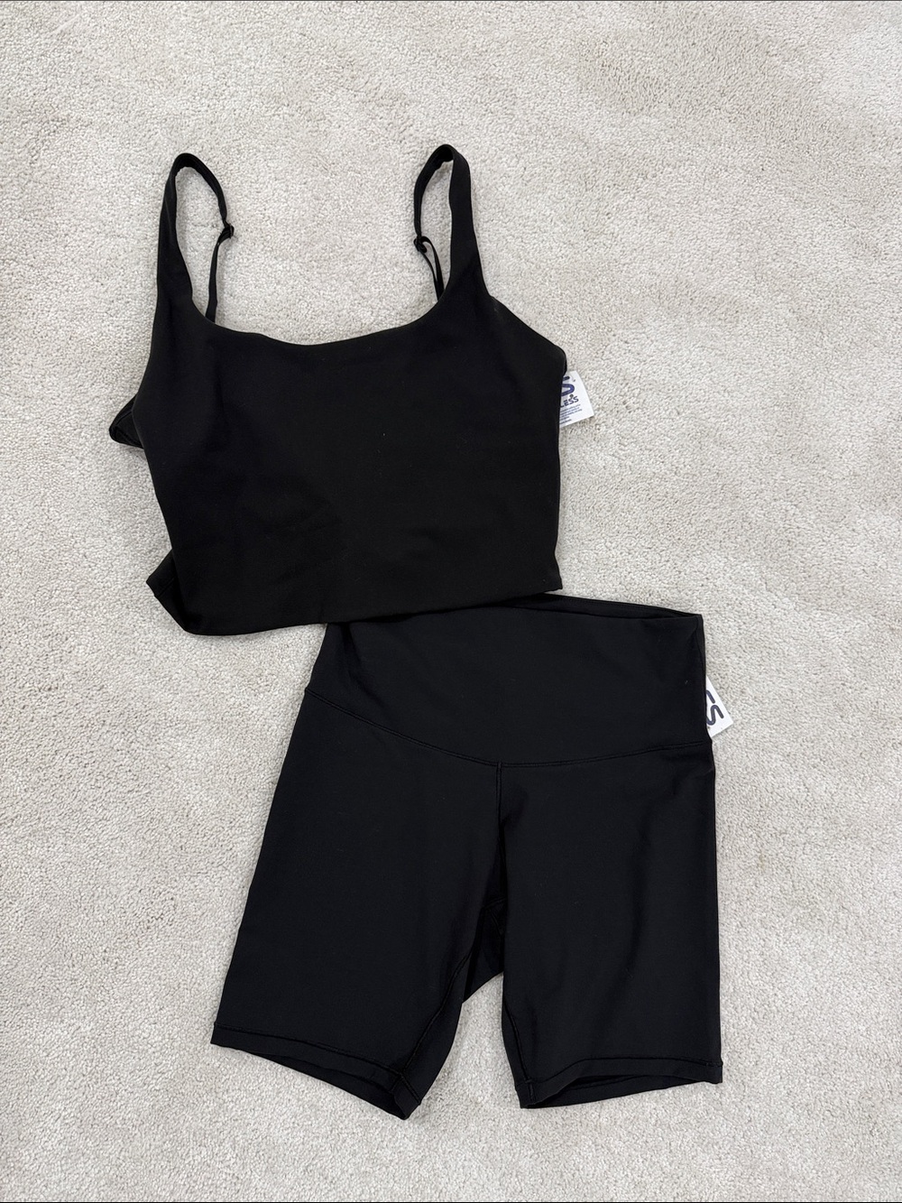 Athleta Black Women's Crop Tank and Biker Short Set